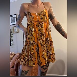 Urban Outfitters Orange Floral Mini Dress